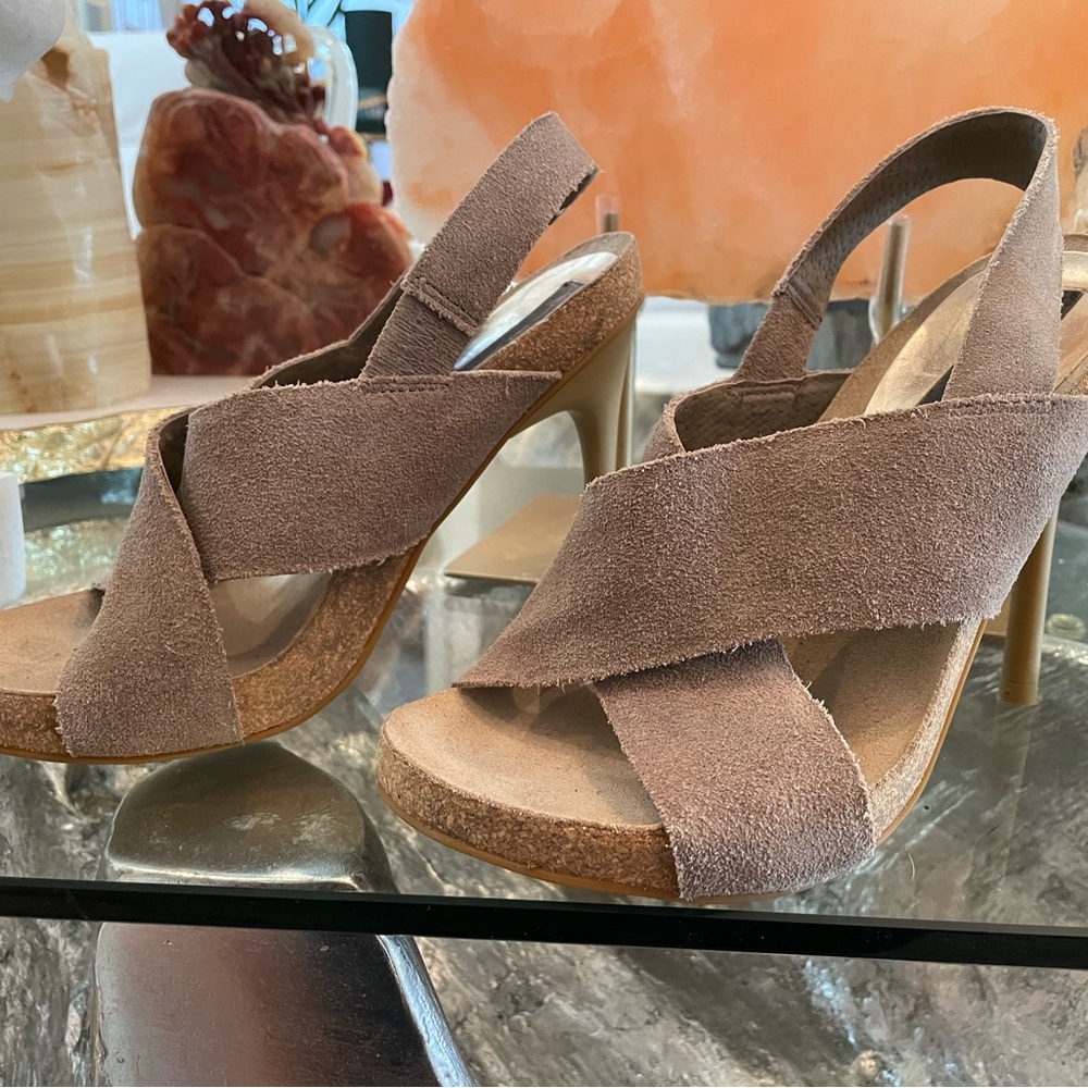 Steven By Steve Madden Taupe Suede Slingback Heels